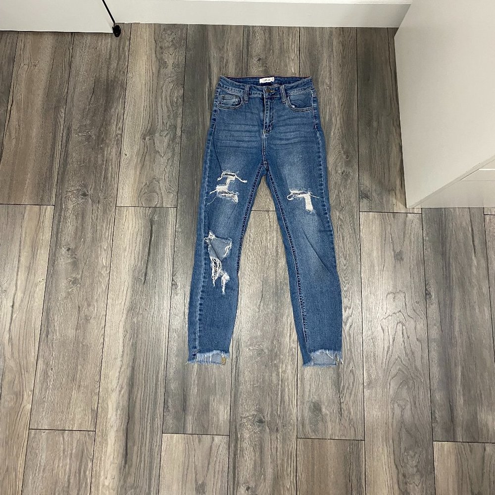 Cello Dark Blue Ripped Skinny Jeans